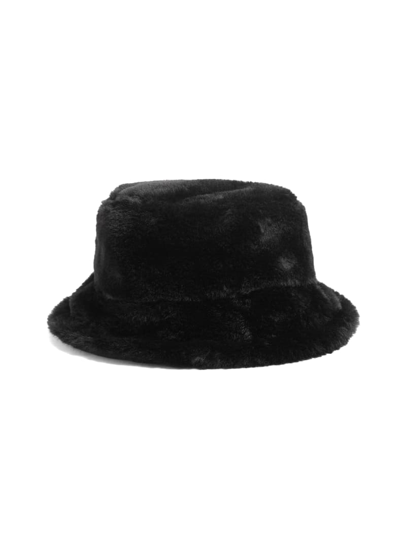 Guess Reversible Faux-Fur Bucket Hat - Black Guess Reversible Faux-Fur Bucket Hat - Black