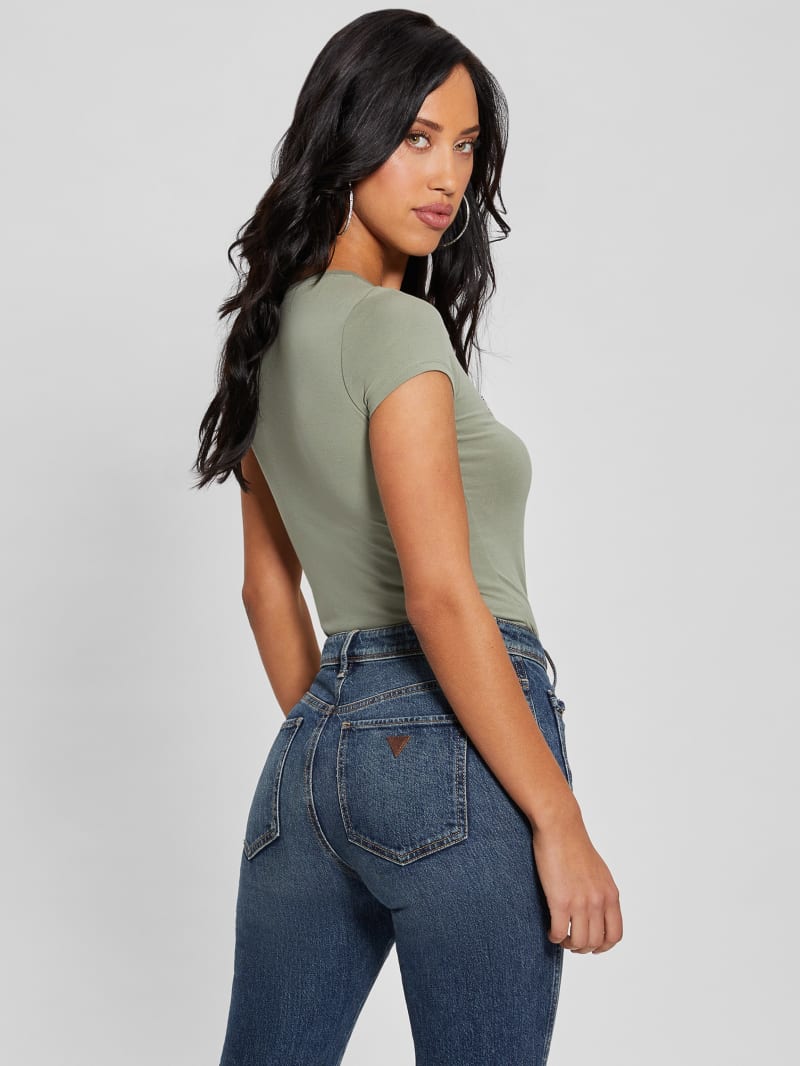 Guess Eco Crystal Triangle Logo Tee - Ocean Sage Guess Eco Crystal Triangle Logo Tee - Ocean Sage