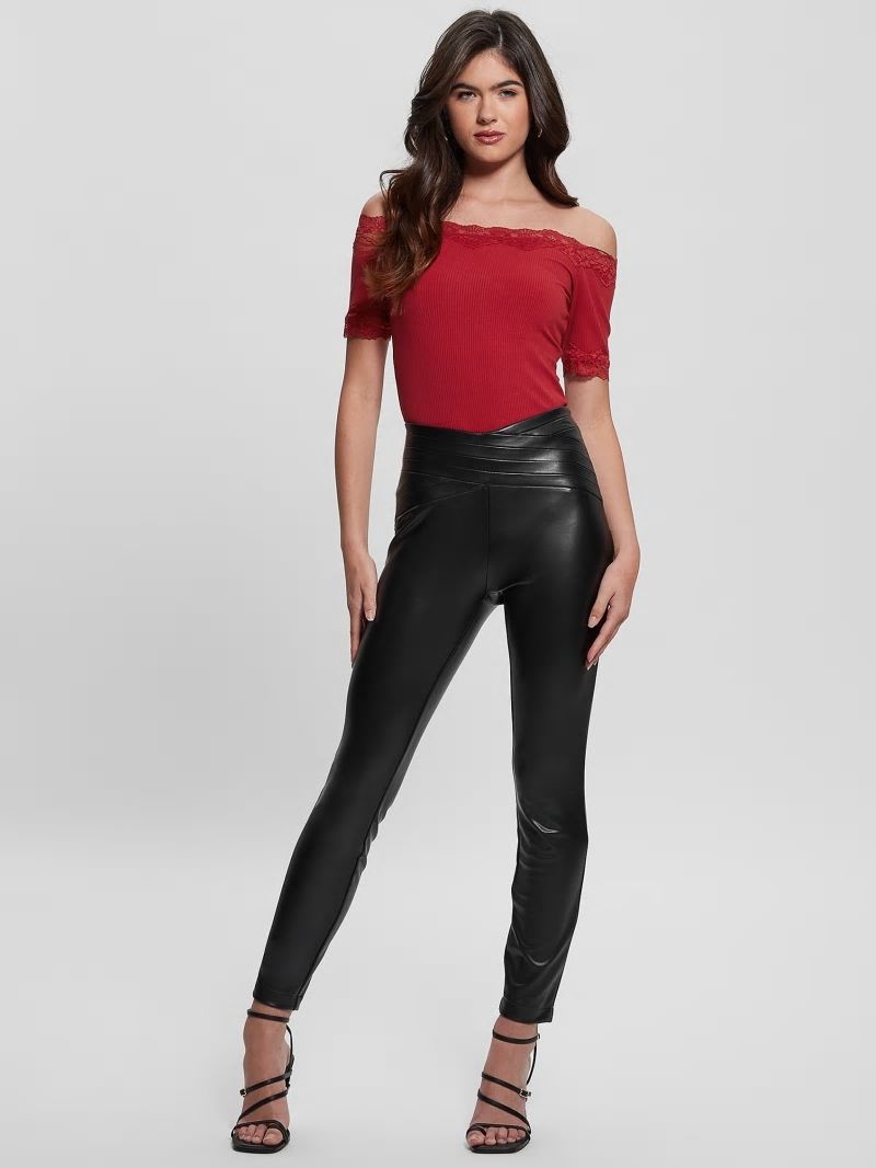 Guess Mei Lace Off-the-Shoulder Top - Chili Red Guess Mei Lace Off-the-Shoulder Top - Chili Red