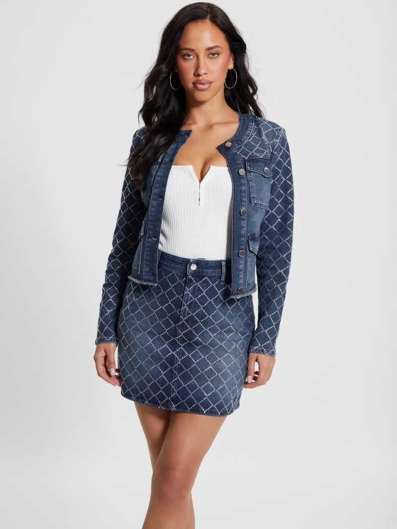 Guess Larissa Diamond Denim Jacket - Bling Ocean Guess Larissa Diamond Denim Jacket - Bling Ocean