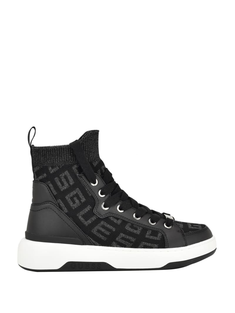 Guess Mannen Logo Knit High-Top Sneakers - Black 001 Guess Mannen Logo Knit High-Top Sneakers - Black 001