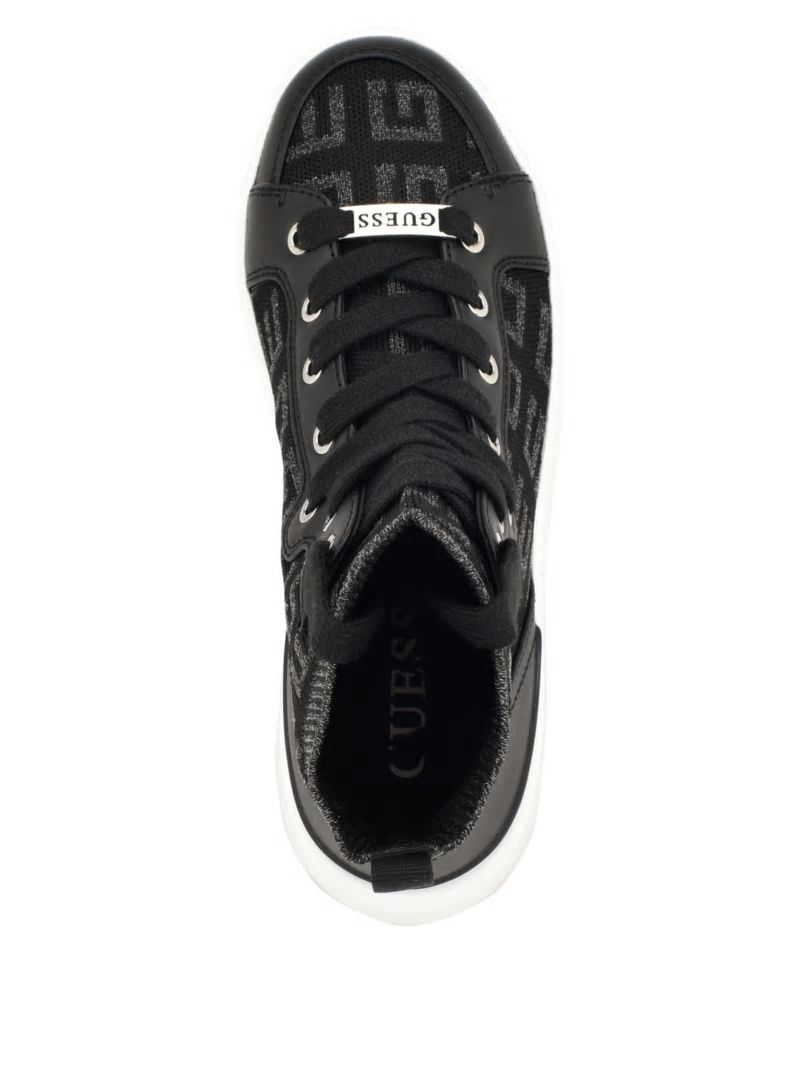 Guess Mannen Logo Knit High-Top Sneakers - Black 001 Guess Mannen Logo Knit High-Top Sneakers - Black 001