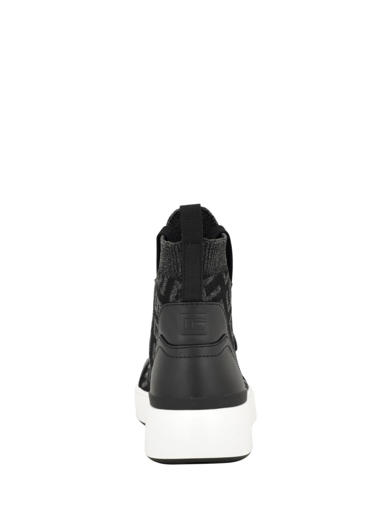 Guess Mannen Logo Knit High-Top Sneakers - Black 001 Guess Mannen Logo Knit High-Top Sneakers - Black 001