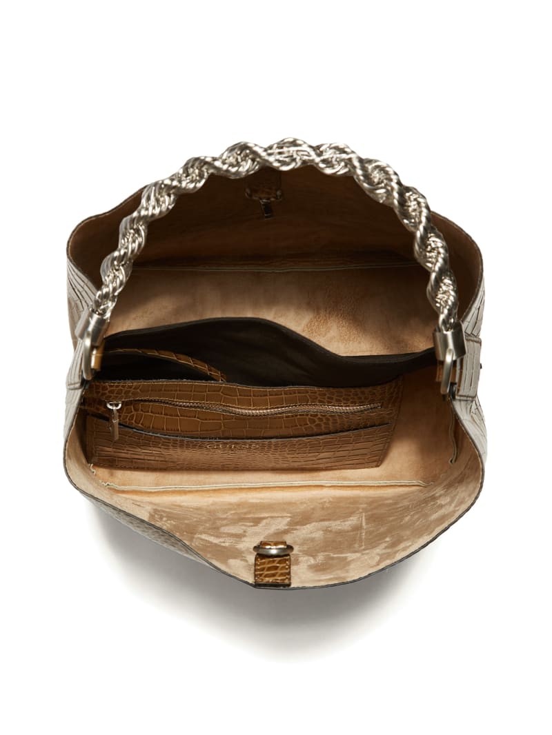 Guess Aida Croc Hobo Bag - Green Guess Aida Croc Hobo Bag - Green