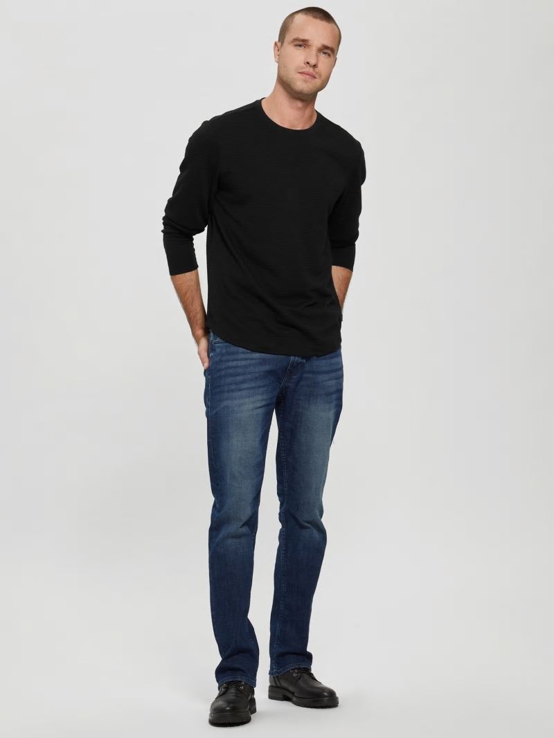 Guess Textured Jersey Long-Sleeve Tee - Jet Black Guess Textured Jersey Long-Sleeve Tee - Jet Black