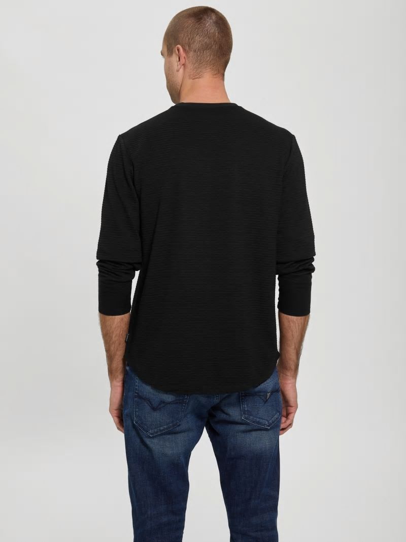 Guess Textured Jersey Long-Sleeve Tee - Jet Black Guess Textured Jersey Long-Sleeve Tee - Jet Black