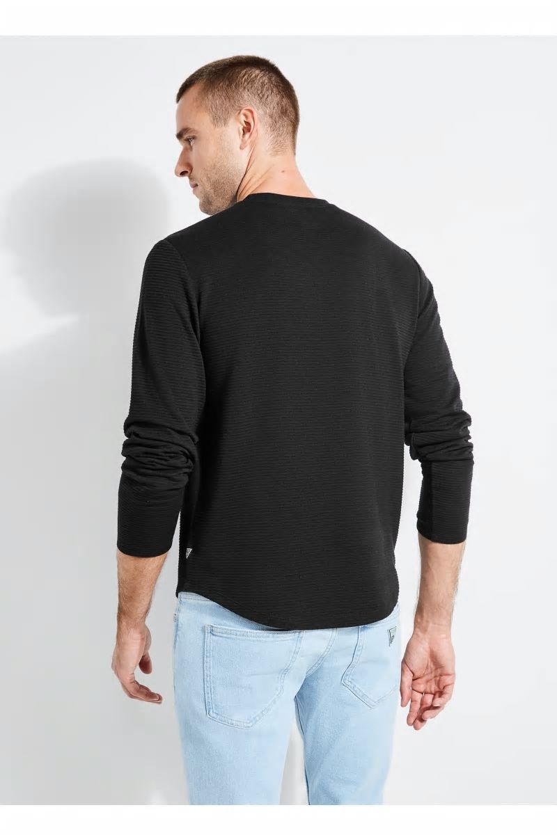 Guess Textured Jersey Long-Sleeve Tee - Jet Black Guess Textured Jersey Long-Sleeve Tee - Jet Black