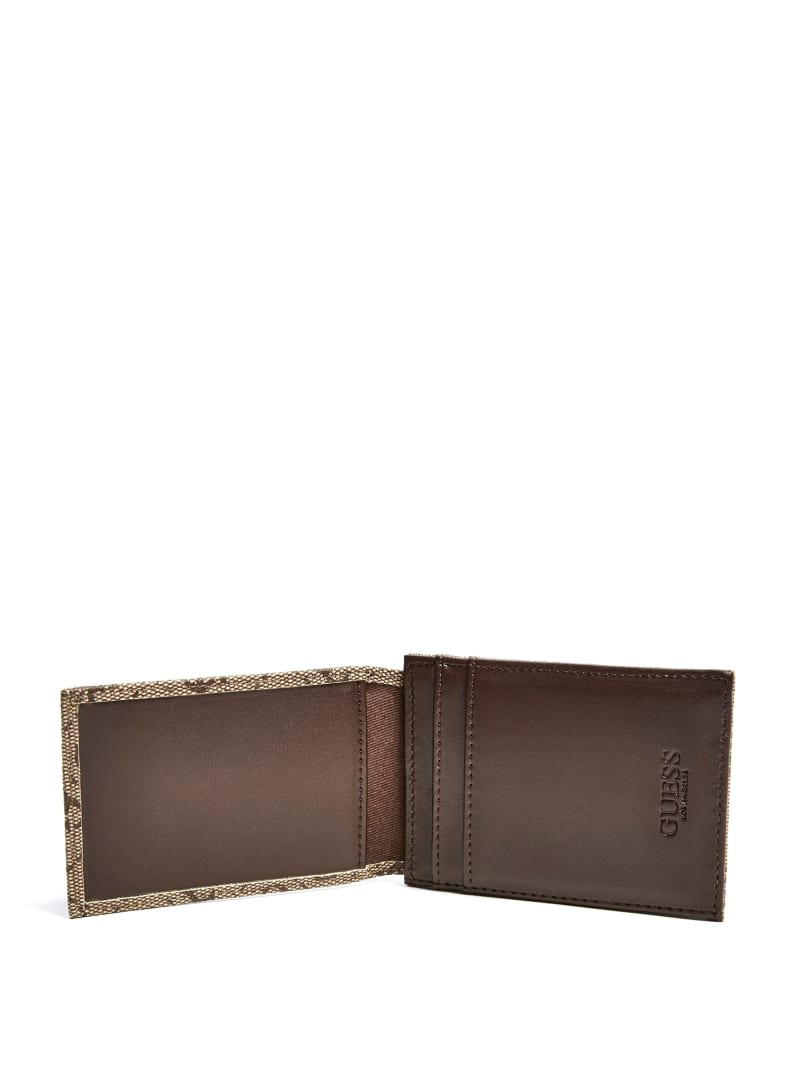 Guess Don Logo-Print Magnetic Card Case - Tan Guess Don Logo-Print Magnetic Card Case - Tan
