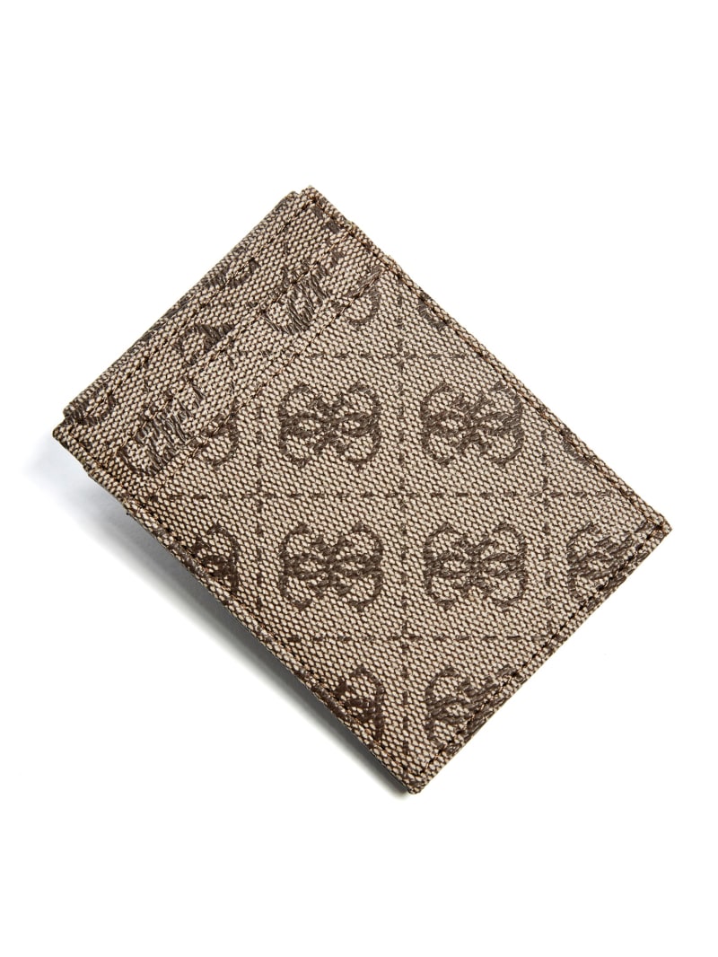Guess Don Logo-Print Magnetic Card Case - Tan Guess Don Logo-Print Magnetic Card Case - Tan