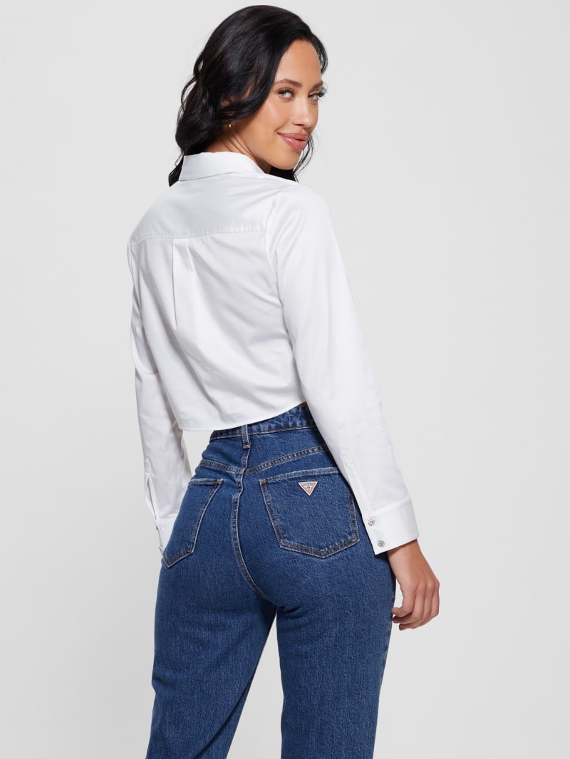 Guess Sami Cropped Button-Up Top - Pure White Guess Sami Cropped Button-Up Top - Pure White