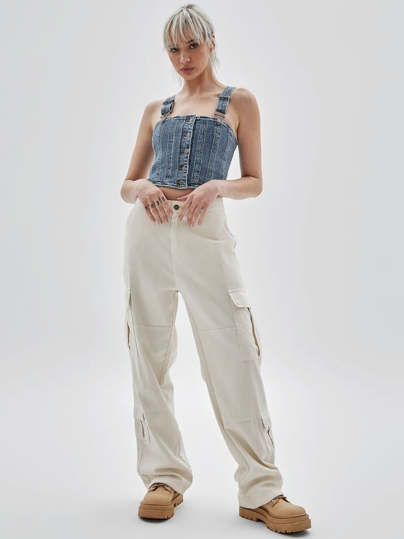 Guess GUESS Originals Bustier Denim Top - Go Donna Medium Wash Guess GUESS Originals Bustier Denim Top - Go Donna Medium Wash
