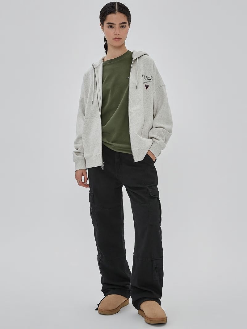 Guess GUESS Originals Heathered Logo Zip Hoodie - Eli Aged Heather Guess GUESS Originals Heathered Logo Zip Hoodie - Eli Aged Heather