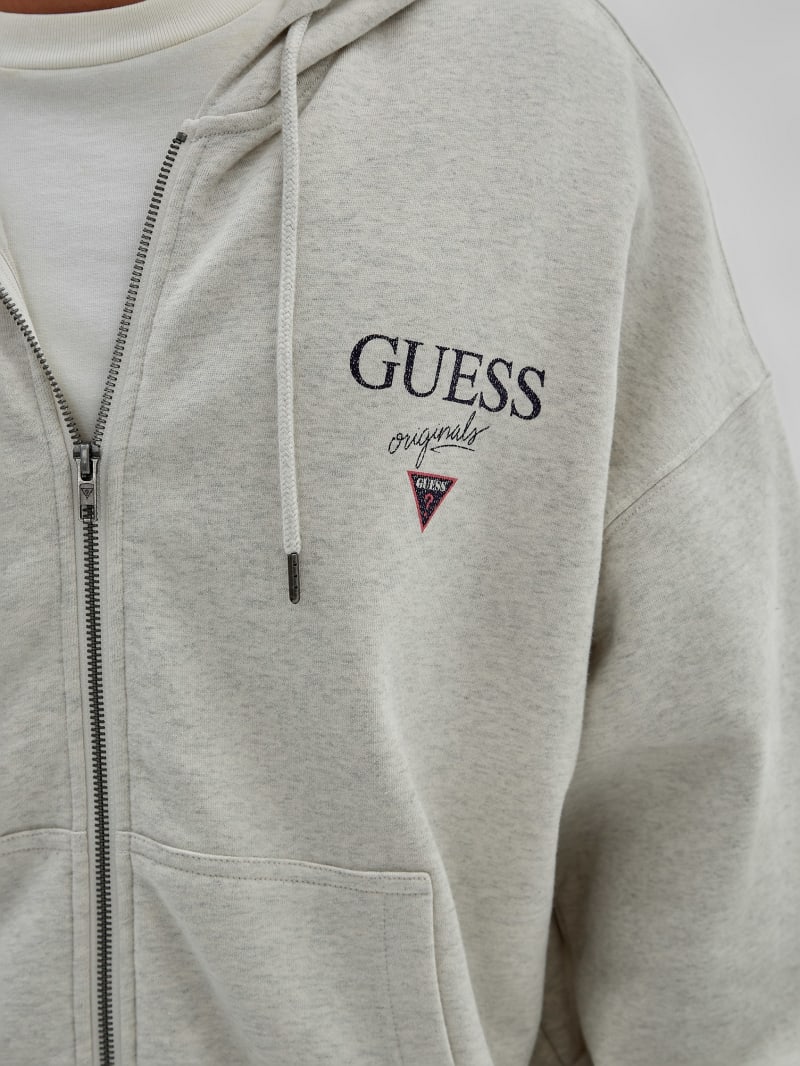 Guess GUESS Originals Heathered Logo Zip Hoodie - Eli Aged Heather Guess GUESS Originals Heathered Logo Zip Hoodie - Eli Aged Heather