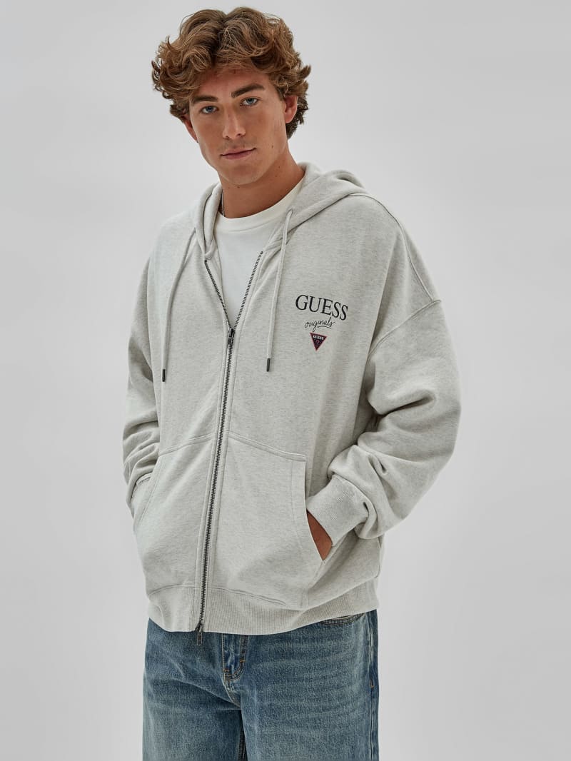 Guess GUESS Originals Heathered Logo Zip Hoodie - Eli Aged Heather Guess GUESS Originals Heathered Logo Zip Hoodie - Eli Aged Heather
