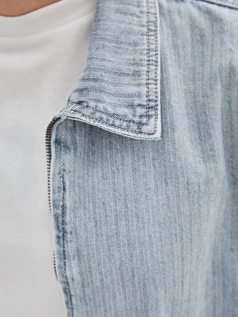 Guess GUESS Originals Herringbone Zip Denim Jacket - Go Vintage Herringbone Wa Guess GUESS Originals Herringbone Zip Denim Jacket - Go Vintage Herringbone Wa