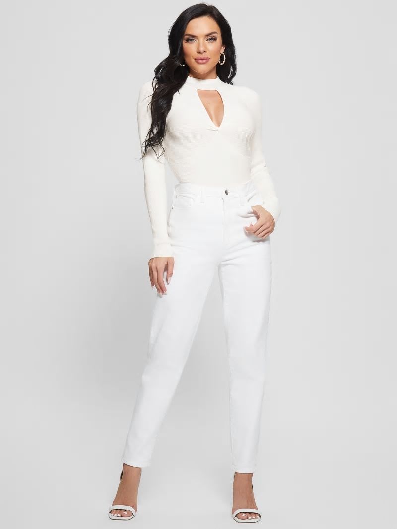 Guess Eco Rubie Cutout Sweater - Cream White Guess Eco Rubie Cutout Sweater - Cream White