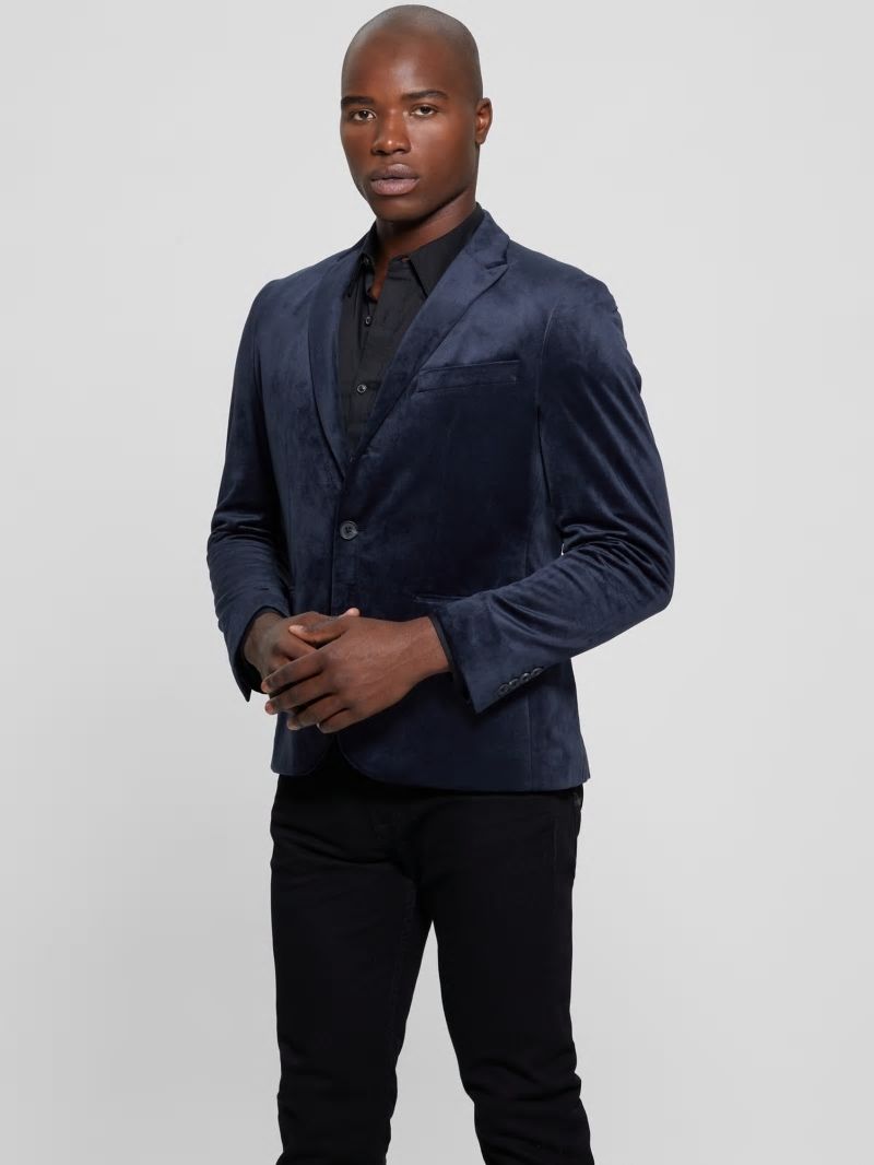 Guess Fulham Velvet Blazer - Bleu éLéGant Guess Fulham Velvet Blazer - Bleu éLéGant