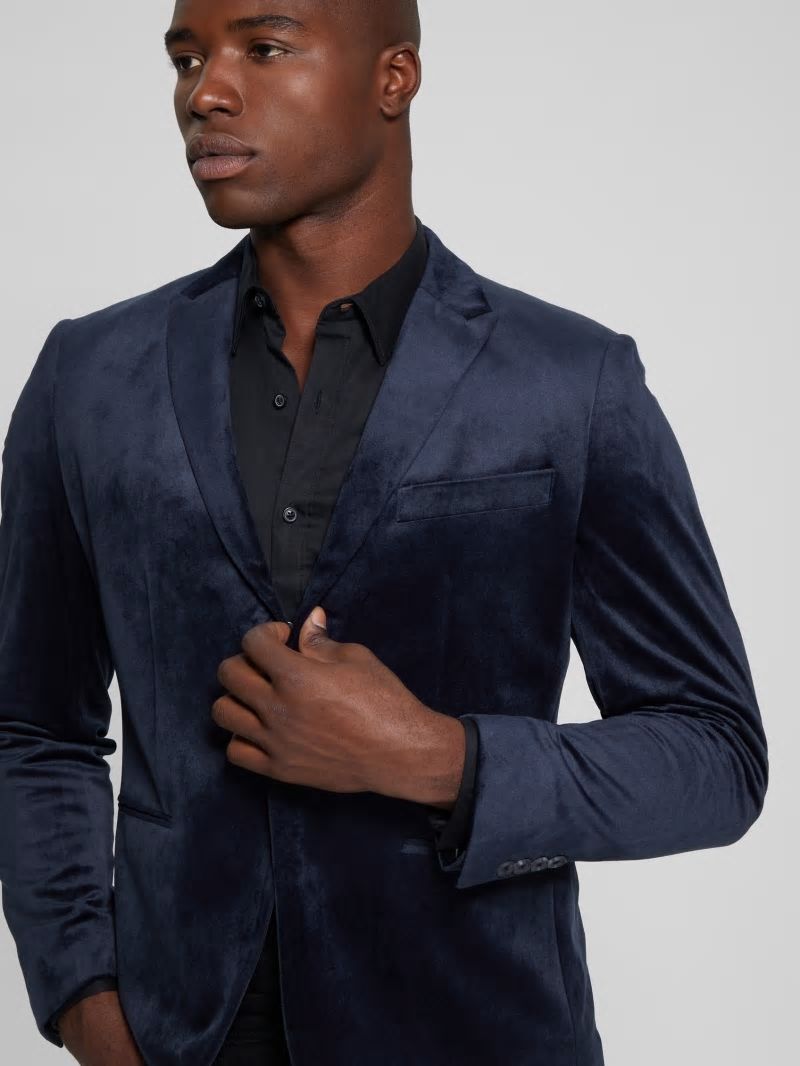 Guess Fulham Velvet Blazer - Bleu éLéGant Guess Fulham Velvet Blazer - Bleu éLéGant