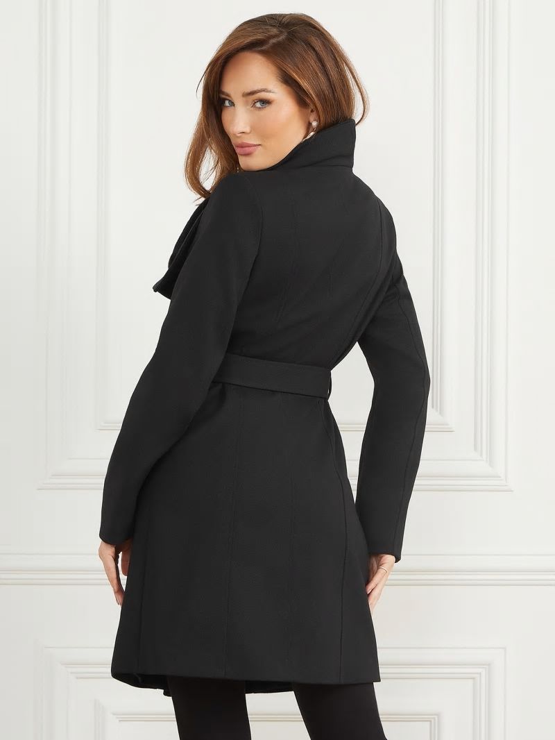 Guess Ambra Wool-Blend Coat - Jet Black Multi Guess Ambra Wool-Blend Coat - Jet Black Multi