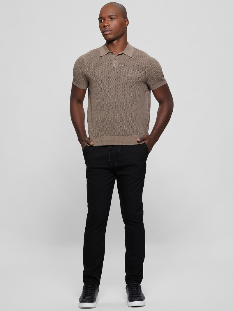 Guess Eco Lenny Open-Stitch Polo - Walnut Shell Guess Eco Lenny Open-Stitch Polo - Walnut Shell