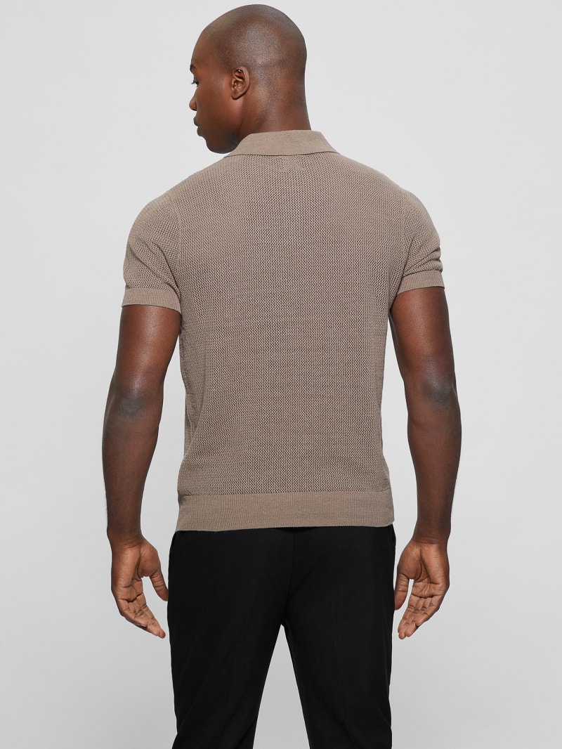 Guess Eco Lenny Open-Stitch Polo - Walnut Shell Guess Eco Lenny Open-Stitch Polo - Walnut Shell