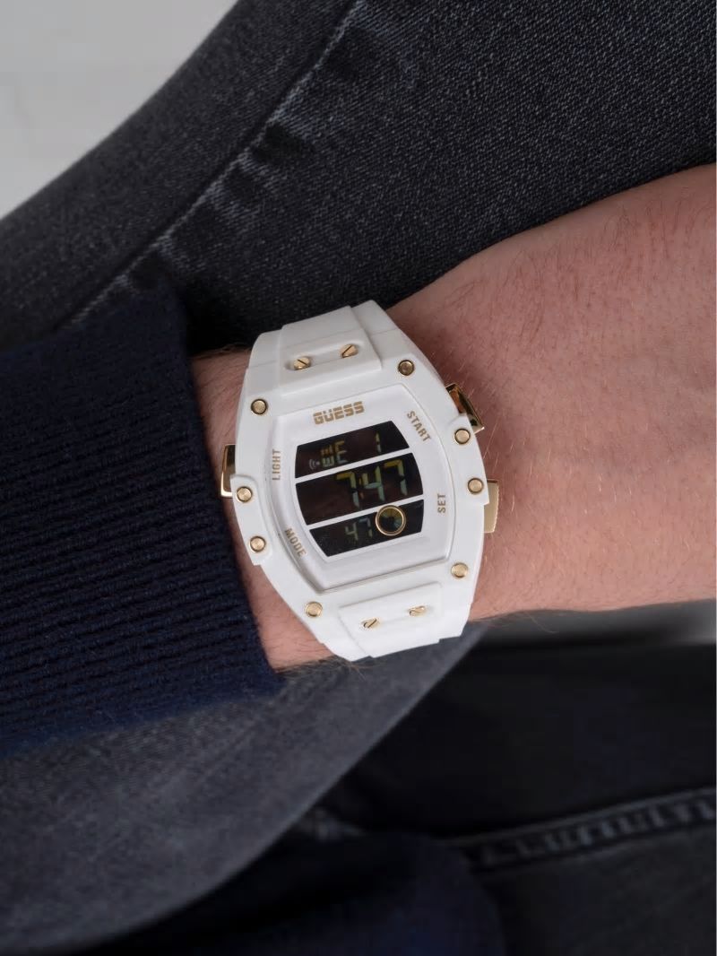 Guess Gold-Tone and White Digital Watch - White Guess Gold-Tone and White Digital Watch - White