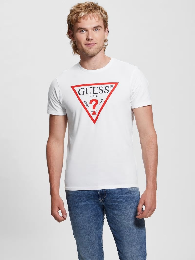 Guess Classic Logo Icon Tee - Pure White Guess Classic Logo Icon Tee - Pure White