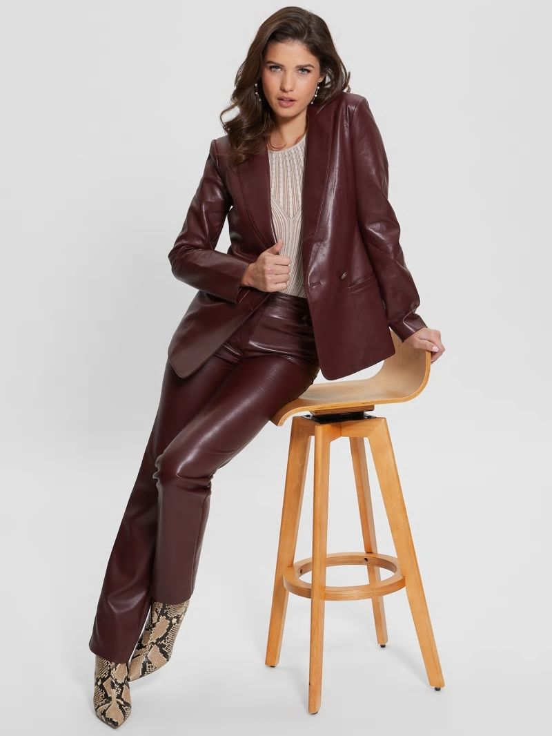 Guess Emelie Faux-Leather Blazer - Mystic Wine Multi Guess Emelie Faux-Leather Blazer - Mystic Wine Multi