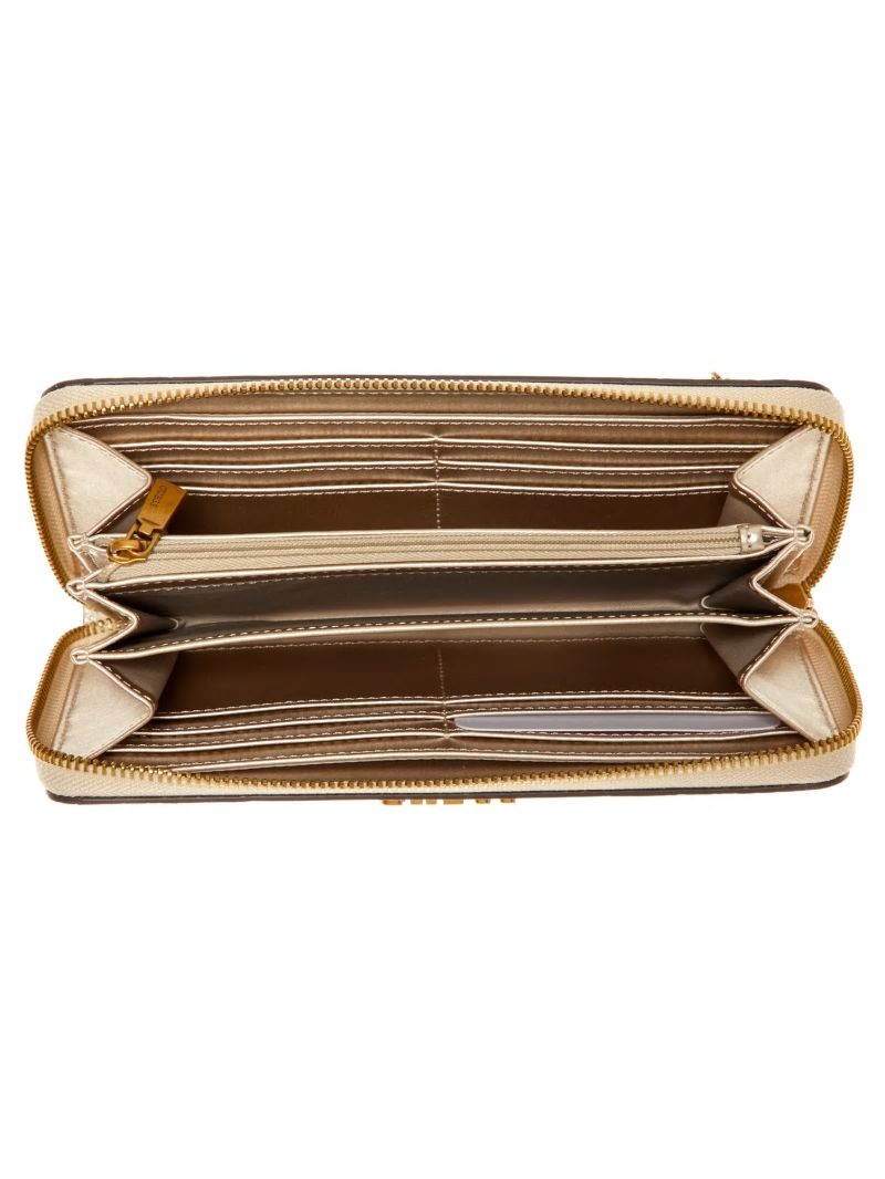 Guess Laurel Large Zip-Around Wallet - Latte Logo Guess Laurel Large Zip-Around Wallet - Latte Logo