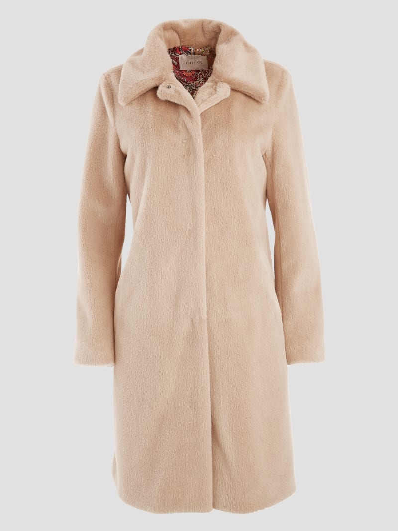Guess Simmone Faux-Fur Coat - Foamy Taupe Guess Simmone Faux-Fur Coat - Foamy Taupe