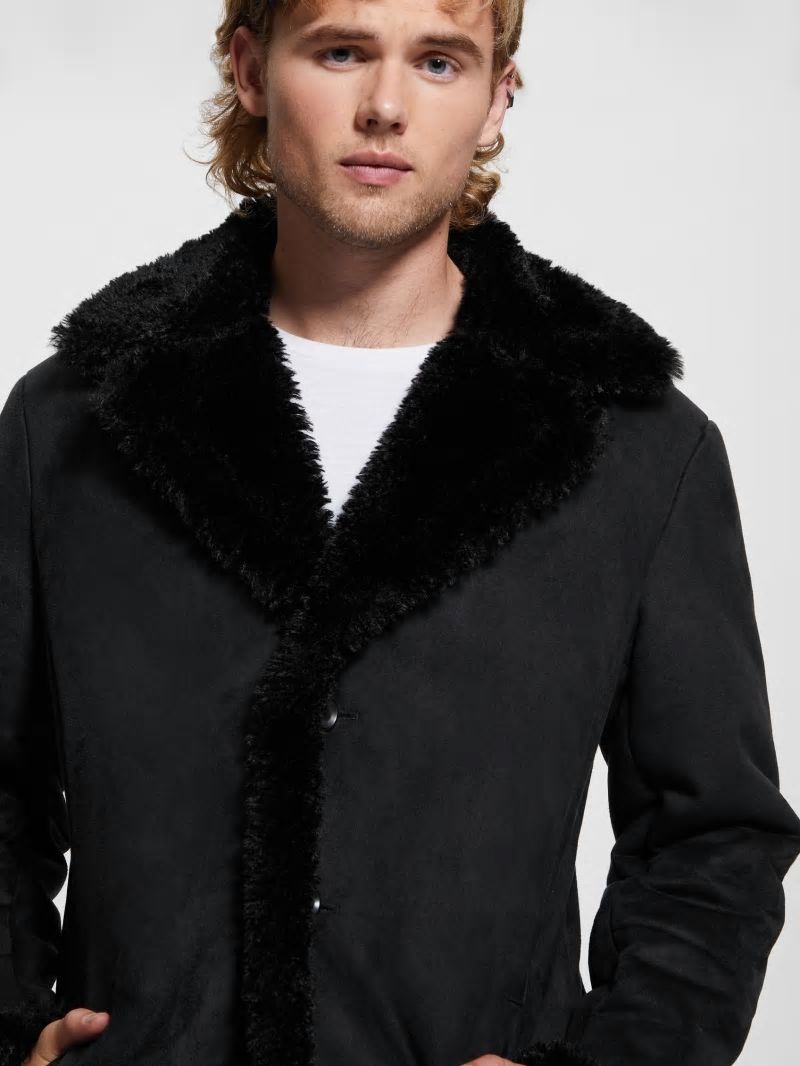 Guess Ian Faux-Suede Coat - Jet Black Multi Guess Ian Faux-Suede Coat - Jet Black Multi