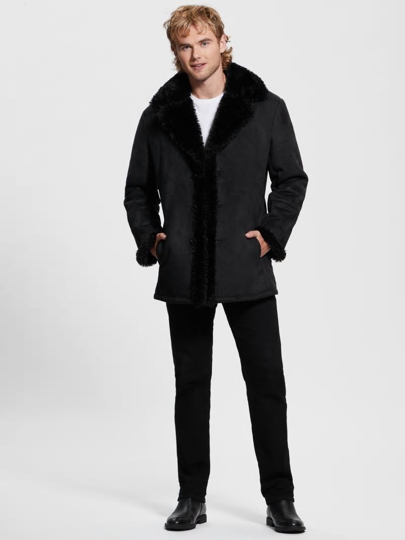 Guess Ian Faux-Suede Coat - Jet Black Multi Guess Ian Faux-Suede Coat - Jet Black Multi