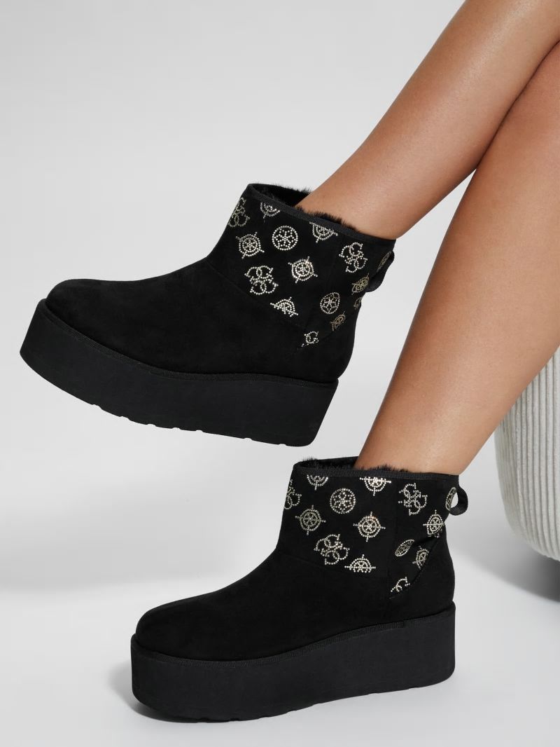 Guess Jilla Platform Faux-Suede Booties - Black 001 Guess Jilla Platform Faux-Suede Booties - Black 001