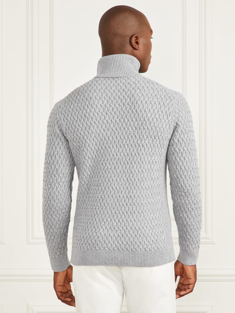 Guess Eco Basket Stitch Turtleneck Sweater - Light Stone Heather Guess Eco Basket Stitch Turtleneck Sweater - Light Stone Heather