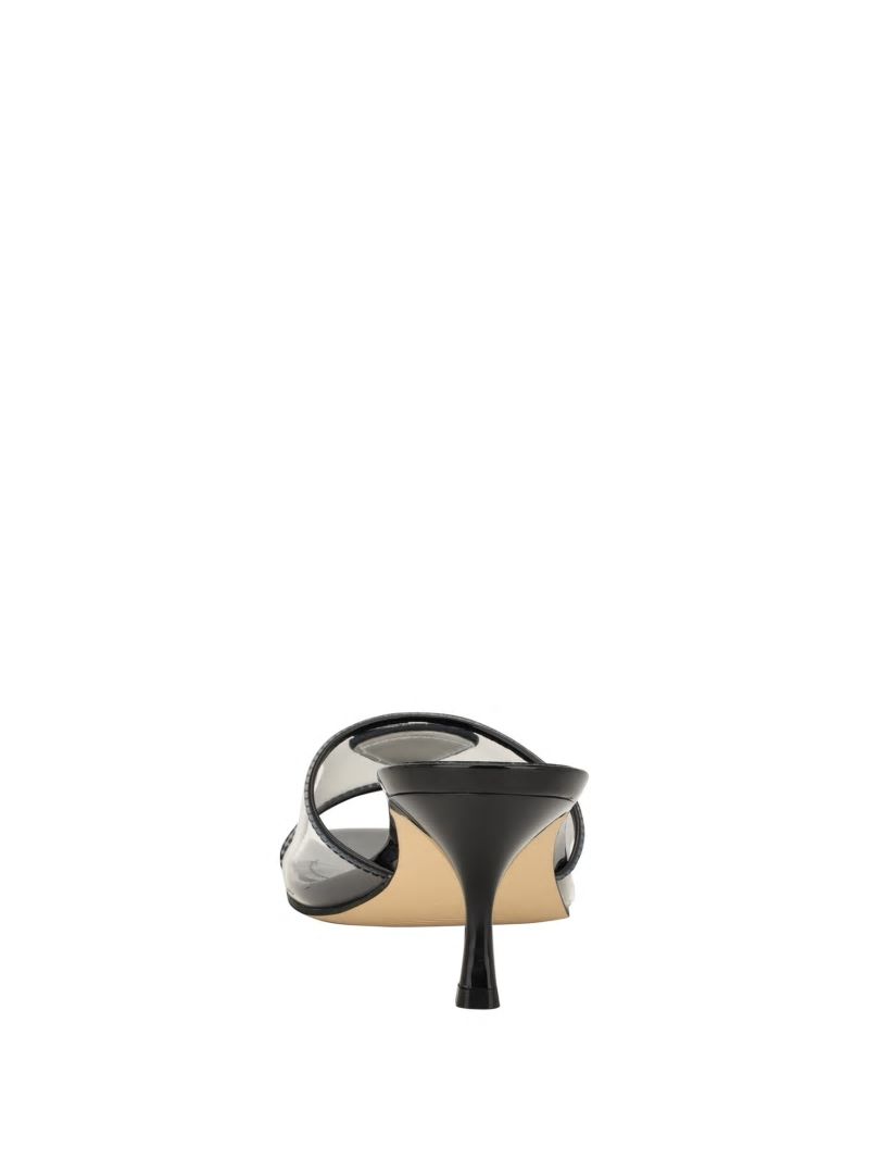 Guess Lusie Triangle Clear Kitten Mules - Black 001 Guess Lusie Triangle Clear Kitten Mules - Black 001