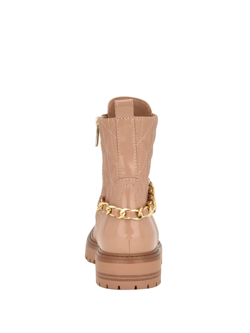 Guess Jellard Quilted Chain Moto Boots - Dark Natural Guess Jellard Quilted Chain Moto Boots - Dark Natural