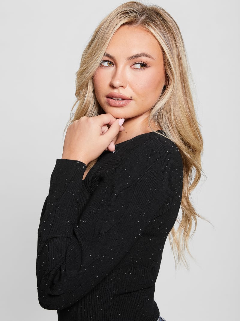 Guess Laurel Micro Sequin Sweater - Jet Black Multi Guess Laurel Micro Sequin Sweater - Jet Black Multi