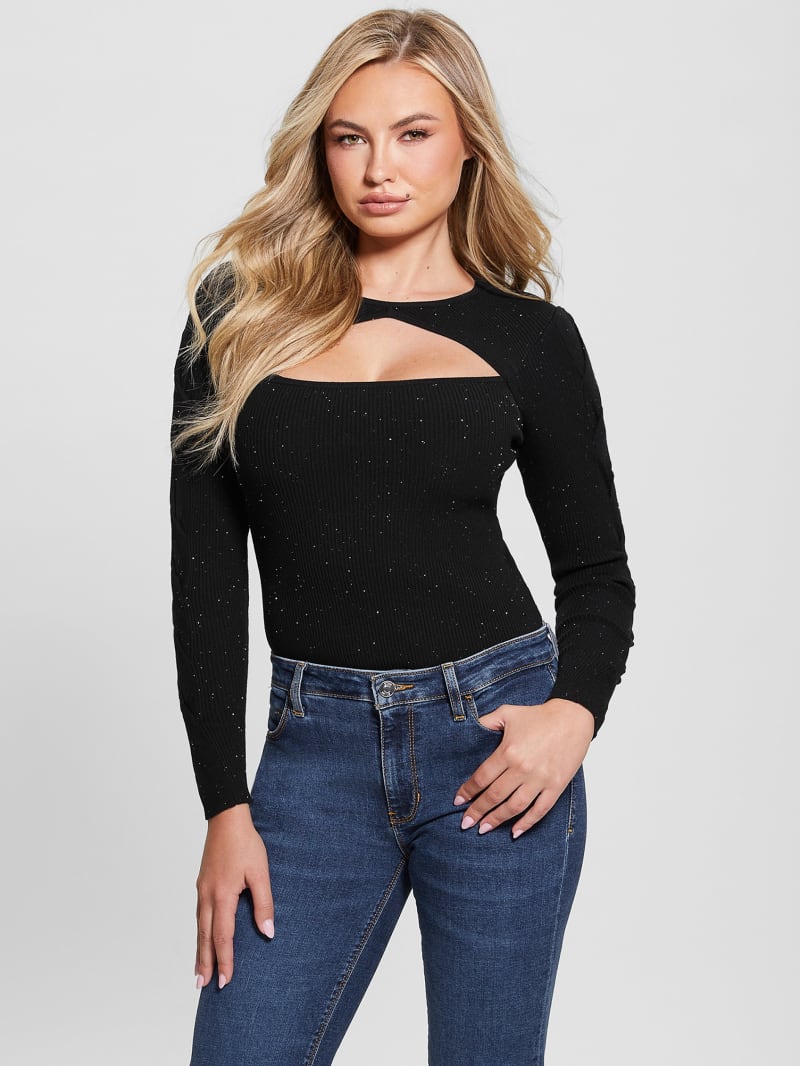Guess Laurel Micro Sequin Sweater - Jet Black Multi Guess Laurel Micro Sequin Sweater - Jet Black Multi