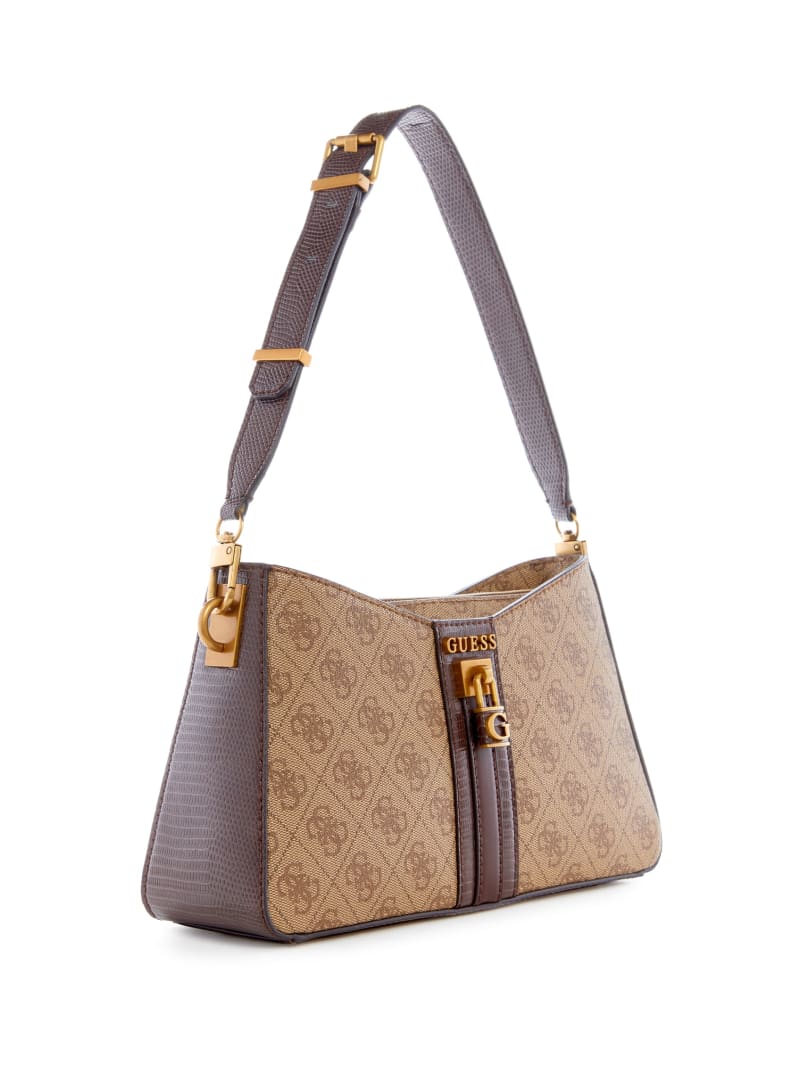 Guess Ginevra Logo Elite Shoulder Bag - Latte Logo Guess Ginevra Logo Elite Shoulder Bag - Latte Logo