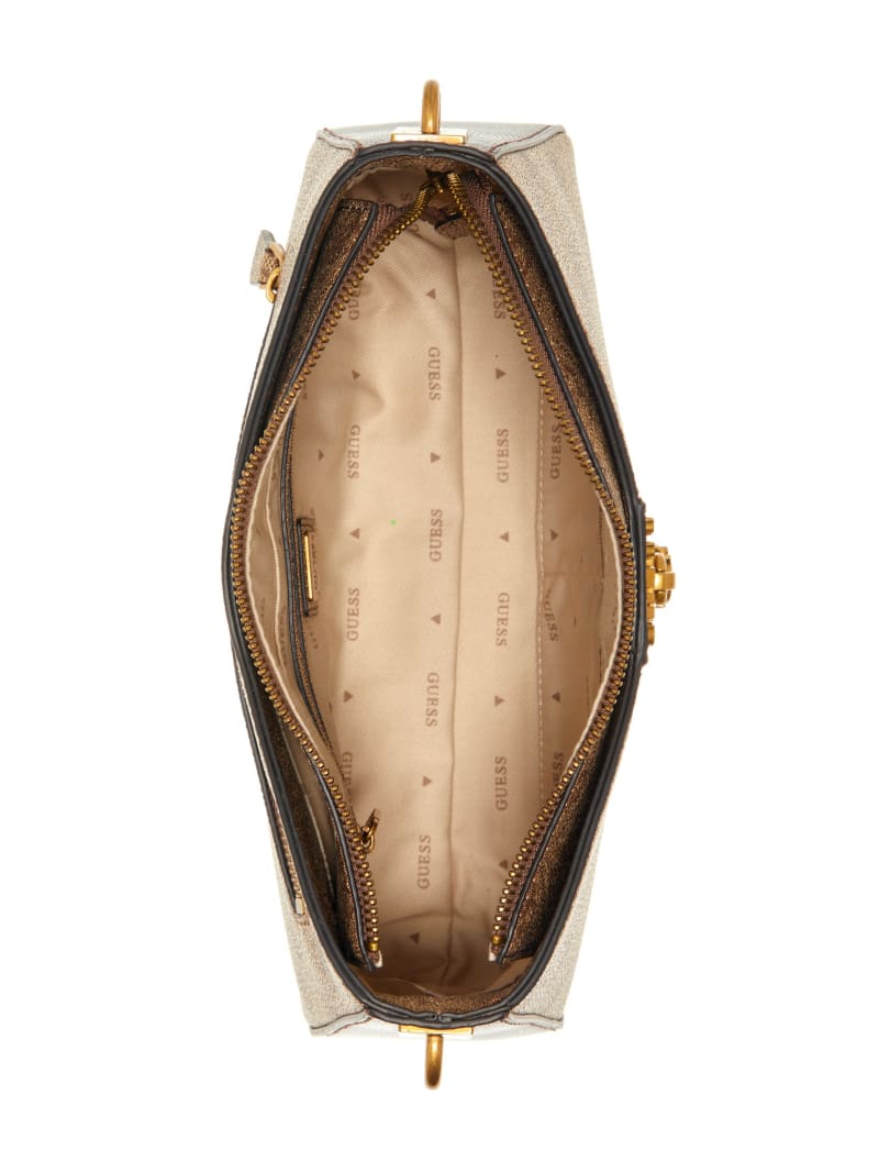 Guess Ginevra Logo Elite Shoulder Bag - Latte Logo Guess Ginevra Logo Elite Shoulder Bag - Latte Logo