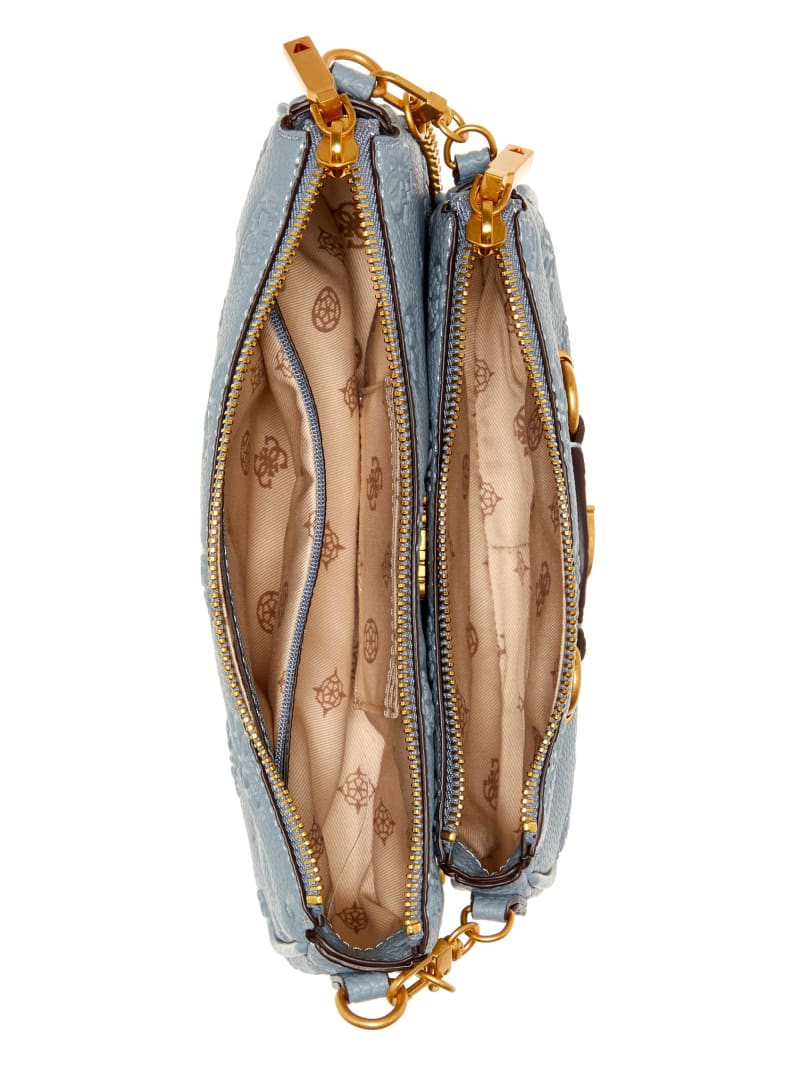 Guess Izzy Double Pouch Crossbody - Light Denim Logo Guess Izzy Double Pouch Crossbody - Light Denim Logo