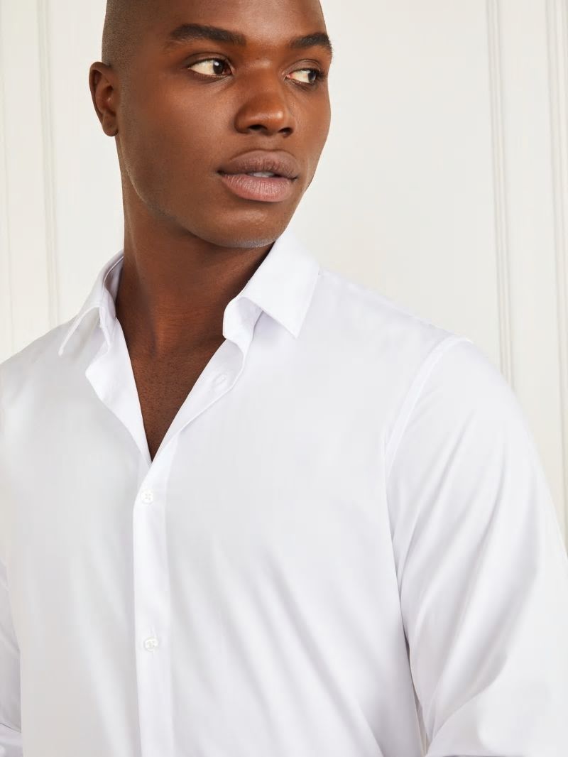 Guess Jacob Notched Cuff Shirt - Pure White Guess Jacob Notched Cuff Shirt - Pure White