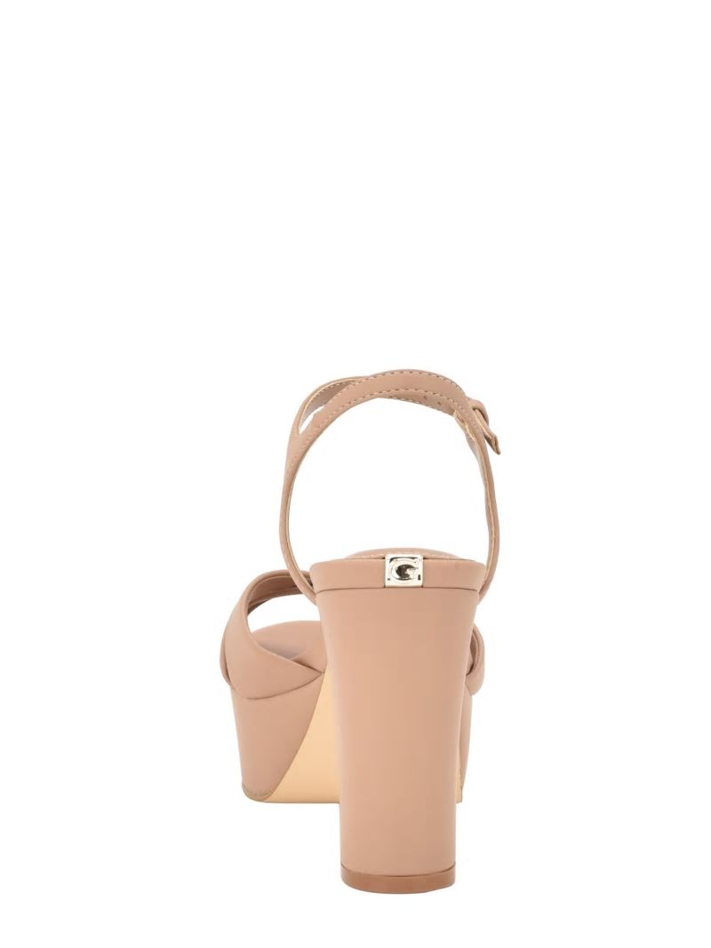 Guess Haylo Crisscross Platform Block Heels - Medium Natural 101 Guess Haylo Crisscross Platform Block Heels - Medium Natural 101