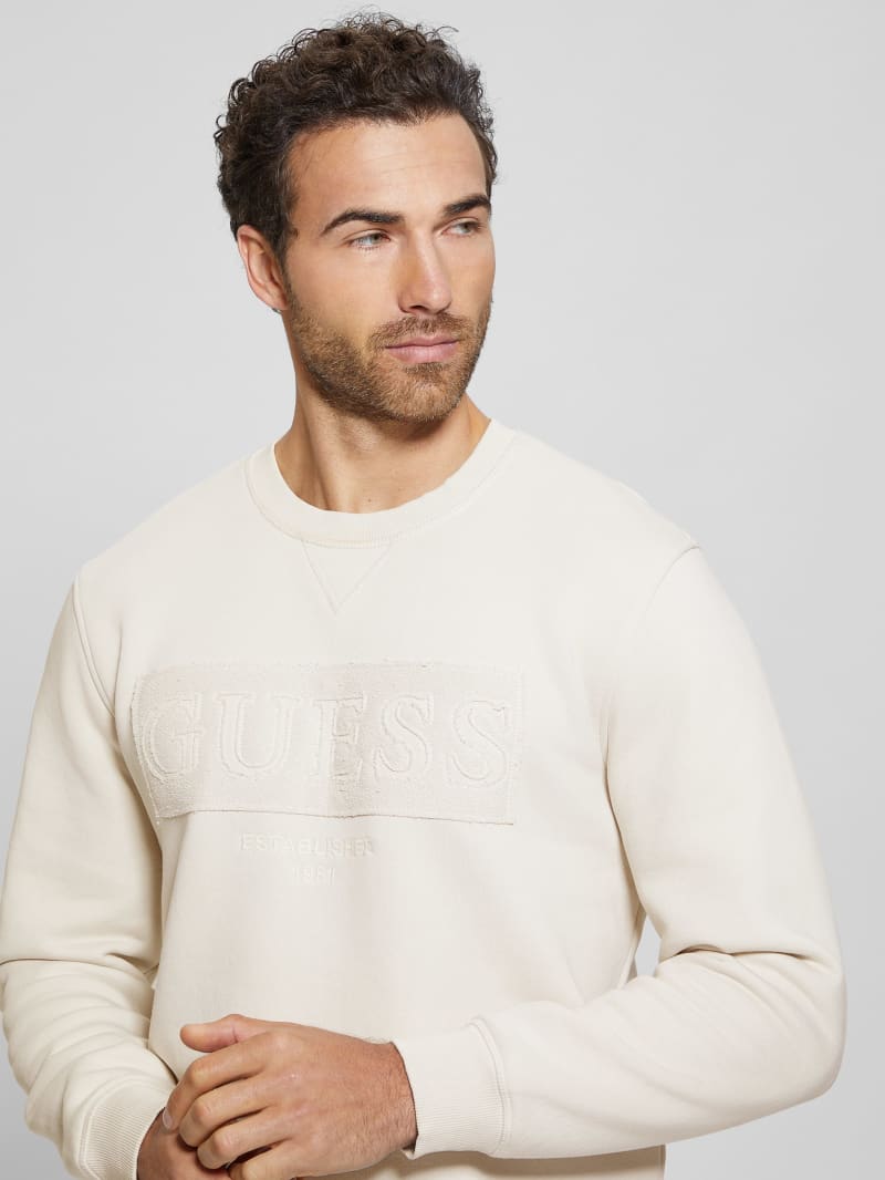 Guess Eco Beau Crewneck Fleece Sweatshirt - Muted Stone Guess Eco Beau Crewneck Fleece Sweatshirt - Muted Stone