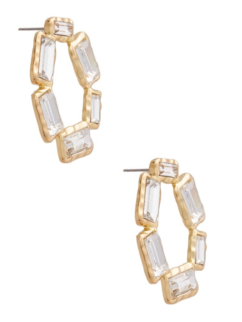 Guess Gold-Tone Baguette Open Earrings - Gold Guess Gold-Tone Baguette Open Earrings - Gold