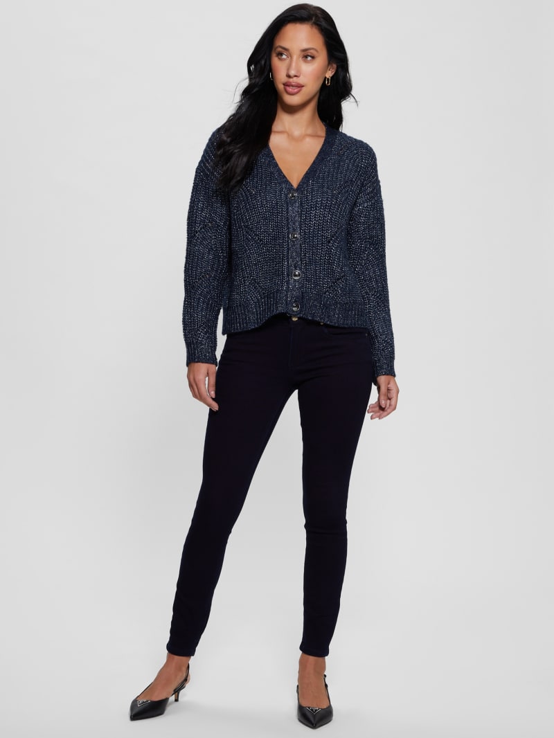 Guess Melanie Cardigan Sweater - Blackened Blue Lurex Guess Melanie Cardigan Sweater - Blackened Blue Lurex