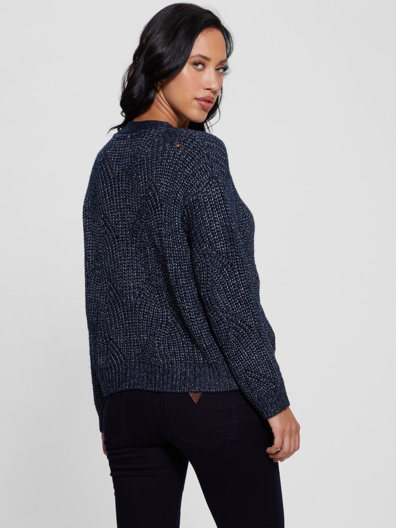 Guess Melanie Cardigan Sweater - Blackened Blue Lurex Guess Melanie Cardigan Sweater - Blackened Blue Lurex