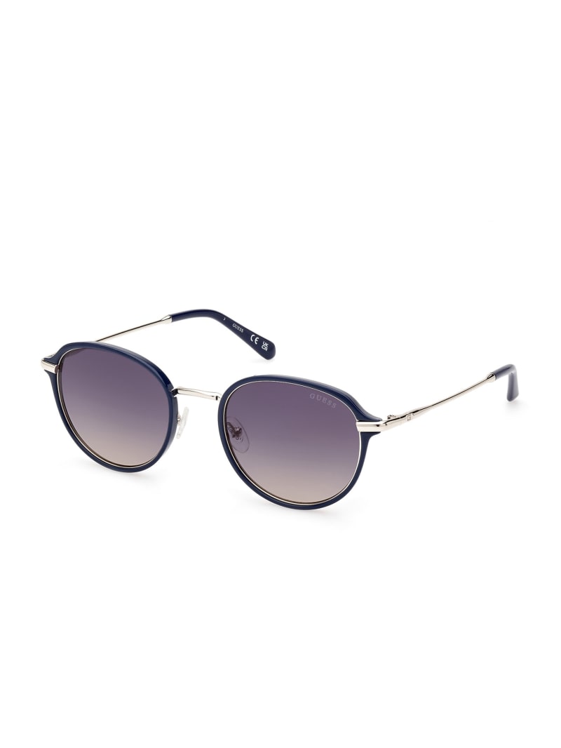 Guess Round Plastic Metal Bridge Sunglasses - Blue Guess Round Plastic Metal Bridge Sunglasses - Blue
