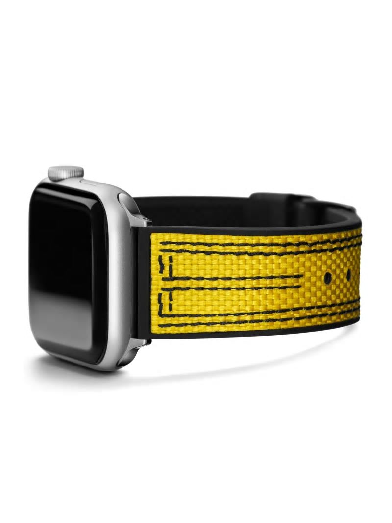 Guess Yellow and Black Woven 42-45 mm Band for Apple Watch® - Yellow Guess Yellow and Black Woven 42-45 mm Band for Apple Watch® - Yellow