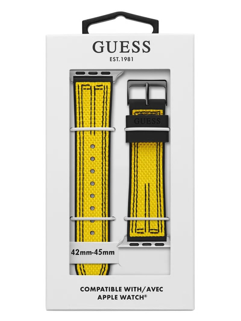 Guess Yellow and Black Woven 42-45 mm Band for Apple Watch® - Yellow Guess Yellow and Black Woven 42-45 mm Band for Apple Watch® - Yellow